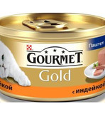 Влажный корм для кошек Голд взрослые (1-6 лет)  индейка Гурмэ паштет 12032392